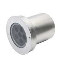 إضاءة LED تحت الماء من الفولاذ المقاوم للصدأ 316 بقطر 145 مم، مقاومة للماء IP68، تحكم DMX512، 15 واط، تيار مستمر 12 فولت/24 فولت، مناسبة للنوافير وحمامات السباحة والمنتجعات الصحية