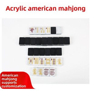 Jeu de tuiles de <span class=keywords><strong>Mahjong</strong></span> <span class=keywords><strong>et</strong></span> de Poker américains en acrylique <span class=keywords><strong>noir</strong></span> <span class=keywords><strong>et</strong></span> <span class=keywords><strong>blanc</strong></span>, poli à la main, quatre couches, couleurs assorties, pour la maison <span class=keywords><strong>et</strong></span> les voyages - Product Image 2