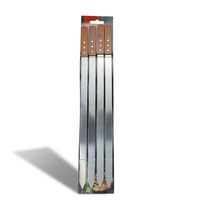 Brochettes à viande en acier inoxydable extra longues de 17,7 pouces avec manche en bois, robustes, pour grillades et kebabs
