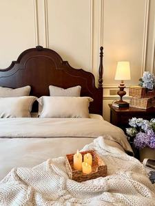 Phong Cách Mỹ Cao cấp Hiện Đại Đơn Giản Đầy Đủ Rắn Gỗ Giường Thạc Sĩ Phòng Ngủ Lưu Trữ Giường Pháp Retro 1.8m1.5m Giường Đôi - Product Image 3