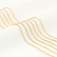 Cadenas de Eslabones Tipo O de Alta Calidad, Chapadas en Oro de 14K, Cadenas Rolo para Fabricación de Joyería Permanente DIY