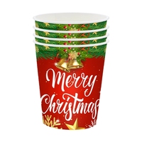 Vaisselle Jetable sur le Thème de Noël, 20 Invités, Rouge et Vert, Décorations de Fête, Assiettes et Gobelets pour Joyeux Noël et Nouvel An