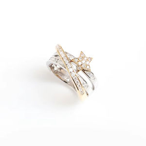 Bague en diamant Météore d'or 14K, Bijoux fins, Fabricant sur mesure en gros, Usine de bijoux OEM ODM, Bague cadeau pour femme, Fournisseur en gros - Product Image 1