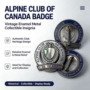 Écusson en métal émaillé Vintage Alpine Club Canada 25 ans, motif Tête de Bélier, pour insignes de collection - Product Image 4