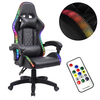 Fauteuil de jeu multifonctionnel en cuir personnalisable avec pédale inclinable Haut-parleurs à LED Fonction de massage