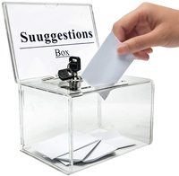 Boîte à dons transparente en acrylique personnalisée, boîte à suggestions sécurisée avec serrure, logo personnalisé, impression sérigraphique, épaisseur personnalisée