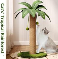Griffoir pour chat moderne et durable en forme de cocotier, avec corde en sisal, interactif, doux, imperméable, base large et balles suspendues, pour tous les chats