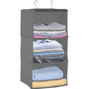 Foldable <b>Storage</b> Contaniers Home Organizer Wardrobe Clothes Organizer Household Items 3-<b>shelf</b> Hanging Closet Organizer - Product Image 2