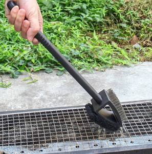 <b>BBQ</b> Cleaning Brush Long Handle Barbecue Grill Oven Cleaning 3 in 1 Corner Copper Wire Brush Copper Wire Sponge Shovel - Product Image 1