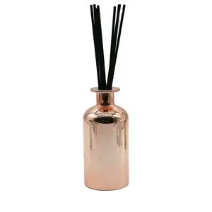 200ml Round Rose Gold UV Electroplating Reed Diffuser Glass Bottle Free Sample