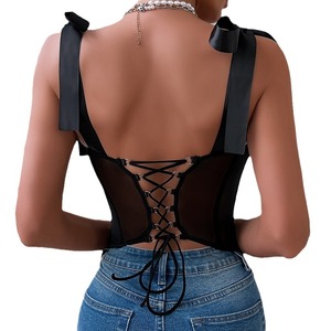 Heetverkopende zomerse corsettop met trekkoord, pailletten, open rug en sexy look voor dames - Product Image 5