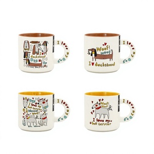 Tasse à café en céramique écologique avec motif de chien mignon (Dachshund, Bull Terrier) imprimé, poignée décorée, idéale pour les cadeaux promotionnels en gros - Product Image 1