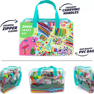 Kit de 1000 pièces pour loisirs créatifs DIY : fournitures d'art et de bricolage pour enfants, matériaux en plastique, feutrine colorée, pompons, plumes, boutons pour la création - Product Image 5