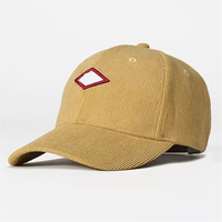Gorras de Béisbol Únicas de Pana de 6 Paneles, Ajustables, Personalizables, con Logotipo y Parche Tejido, Color Sólido Común