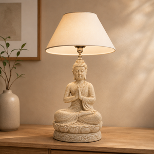 <b>Buddha</b> Table Lamp Natural <b>Stone</b> Modern Design Durable Eco-Friendly for Living Room Farmhouse Home Office - Product Image 4