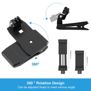 Accesorios para Cámara a <span class=keywords><strong>Precio</strong></span> de Fábrica, 4 en 1, Clip Giratorio de 360° para Mochila y Sombrero, Rec-mounts con Adaptador de Abrazadera para Teléfono - Product Image 4