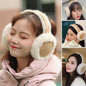 F3242 पुरुषों महिलाओं नरम आरामदायक आरामदायक आउटडोर ऊन कान मफ गर्म नकली फर फ्लुफी फोल्डेबल विंडप्रूफ गर्म सर्दियों इयरमफ - Product Image 2