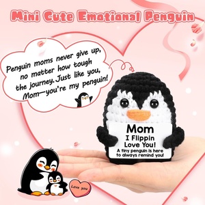 Peluche pingouin au crochet, mignonne et émotionnelle, cadeau pingouin positif avec carte <span class=keywords><strong>de</strong></span> citation, ornement <span class=keywords><strong>de</strong></span> bureau amusant, jouet amigurumi tricoté - Product Image 6