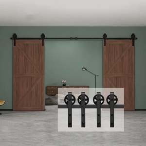 Kit de quincaillerie pour porte de grange double WEKIS au design moderne, en acier, laiton et alliage de zinc, avec installation facile par vis. - Product Image 6