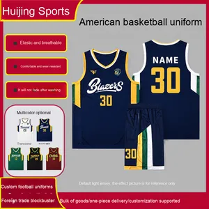 Setelan Jersey rompi basket pria, pakaian disesuaikan polos rompi basket Amerika ukuran besar musim panas untuk murid - Product Image 2