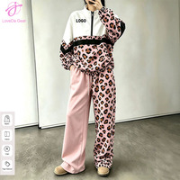 Ensemble décontracté Loveda pour femme : sweat-shirt à demi-zip et pantalon de survêtement à manches longues, imprimé numérique personnalisé, nouvelle collection