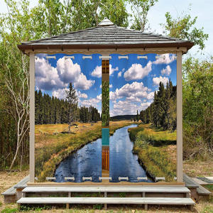 DaiRui impreso Oxford tela exterior cortina impermeable protección solar Blackout acabado Gazebo cortina al por mayor personalizable - Product Image 3