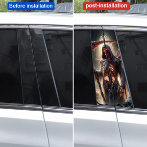 Micora Cool Skull B-Pillar - Adhesivo para coche, vinilo impermeable, pegatinas para ventana de puerta, accesorios de decoración únicos para coche - Product Image 5