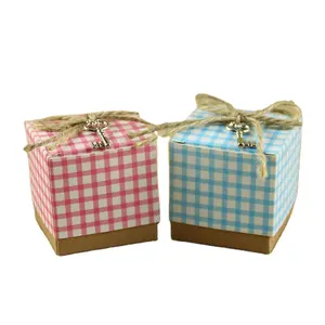 Plaid Square party favors paper box packaging baby shower favors