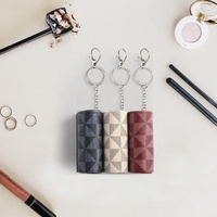 Porte-clés de luxe en cuir PU personnalisé petit porte-baume à lèvres étui portable pour rouge à lèvres sac boîte à cosmétiques