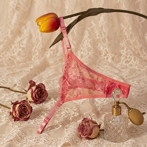 Tanga de Encaje Floral para Mujer, Color Sólido, Tirantes Ajustables, Cintura Baja, Ropa Interior Transparente, Sexy, OEM ODM - Product Image 1