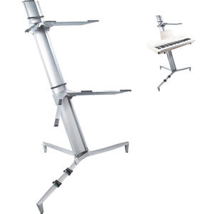 Support double pour clavier en alliage d'aluminium - Capacité de charge lourde (pour 2 claviers), pieds antidérapants et support pour clavier électronique - Product Image 2