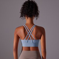 Soutien-gorge de sport sans fil pour femme, maintien élevé, réglable, bretelles croisées, sans couture, séchage rapide, respirant, Spandex/Nylon