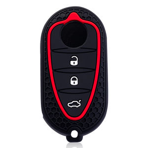 เคสใส่กุญแจรถซิลิโคน3ปุ่มสำหรับ Alfa Romeo Mito Giulietta GTO 159 <span class=keywords><strong>GTA</strong></span> 4C Mito เคสป้องกันผิวพวงกุญแจระยะไกลแบบพับได้ - Product Image 1