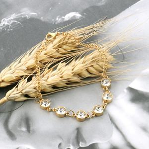 Bracelet chaîne avec pendentif en zircon blanc pour femmes et filles, prix de gros, idéal comme cadeau d'été - Product Image 5