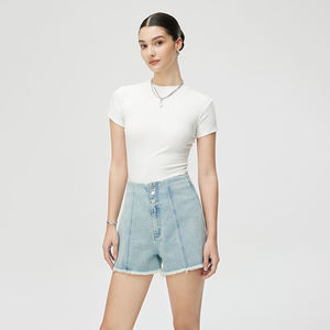 <span class=keywords><strong>Short</strong></span> en jean taille haute à trois boutons pour <span class=keywords><strong>femme</strong></span>, nouvelle collection Printemps-Été 2026, coupe trapèze élastique amincissante, jambe <span class=keywords><strong>large</strong></span>, jean d'été pour <span class=keywords><strong>femme</strong></span> - Product Image 5