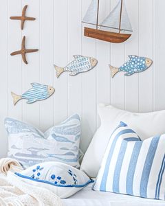 Decoración de pared de peces de madera, tema costero náutico de playa, decoración de madera de peces, arte de pared colgante para el Hogar, baño y dormitorio - Product Image 6