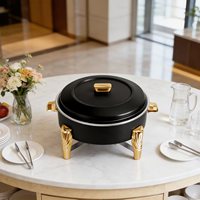 Plat de service de luxe Oulu en marbre blanc, chauffe-plat de buffet en acier inoxydable, capacité 6L, couvercle invisible, chauffage au combustible