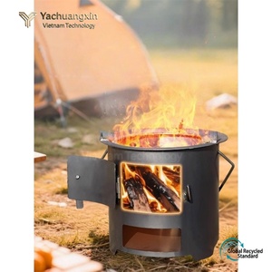 Portable Wood Burning <b>Stove</b> Aluminum Outdoor Camping Cooking <b>Stove</b> with Foldable Legs and Firewood Holder - Product Image 2