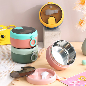 Boîte à bento ronde portable avec couverts intégrés, compartiment anti-fuite, boîte à lunch pour étudiants et employés de bureau - Product Image 1