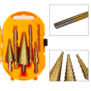 ชุดดอกสว่านเจาะรูแบบขั้นบันได HSS 6 ชิ้น/ชุด ดอกสว่านเจาะโลหะแบบเกลียวทรงเจดีย์ ชุดดอกสว่านเจาะรูแบบขั้นบันได HSS ไทเทเนียม สำหรับงานซ่อมรถยนต์ - Product Image 4