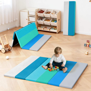 Tapete de Juego Plegable de Tres Pliegues de Cuero PU para Bebés, Tapete de Espuma para Gatear, Tapete de Gimnasio de 47.6x47.6 Pulgadas para Jugar Boca Abajo - Product Image 2