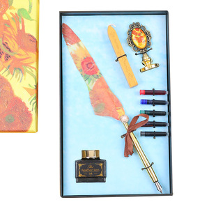Set <span class=keywords><strong>de</strong></span> plumas <span class=keywords><strong>de</strong></span> inmersión estilo pintura al óleo artística, kit <span class=keywords><strong>de</strong></span> caligrafía retro europeo con sello <span class=keywords><strong>de</strong></span> cera y tinta para escritura <span class=keywords><strong>de</strong></span> cartas y diario. - Product Image 6