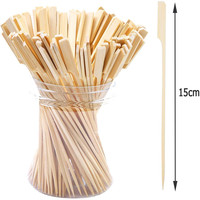 Brochettes de kebab jetables en bambou écologiques à long manche plat Teppo avec logo personnalisé pour barbecue au charbon de bois