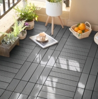 WPC Ineinandergreifende Rutschfeste Terrassendielen 30x30cm 11-teiliges Set Wasserdicht Feuerfest 3D Holzmaserung Quadratische Fliesen für Garten Pool Balkon