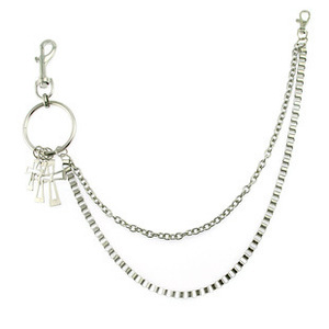 Chaîne de pantalon double couche en métal avec pendentif croix pour homme, chaîne de taille pour boîte de nuit, hip-hop, danse de rue, fermeture à crochet en argent tibétain - Product Image 5