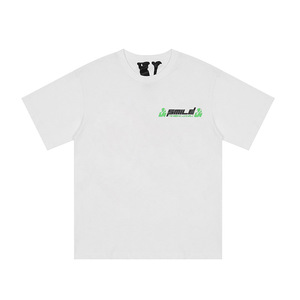 T-shirt V Lone a Maniche Corte per Donna e Uomo, Stile Hip-hop Casual con Stampa Lettering in Puro Cotone - Product Image 2