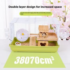 Lussuosa gabbia per criceti a due piani con modello di orso dorato solido 47 piccola Base con chiusura elegante in plastica per animali domestici Villa castello - Product Image 4