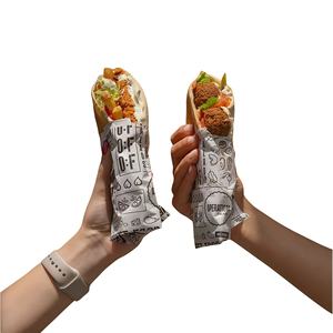 Sacs en papier alimentaire personnalisés avec logo imprimé, roses et blancs, pour emballage de beignets, wraps Shaweima et croissants - Product Image 3