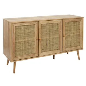 Gabinete de ratán Natural, 3 puertas, 2 capas, madera MDF, tipo KD