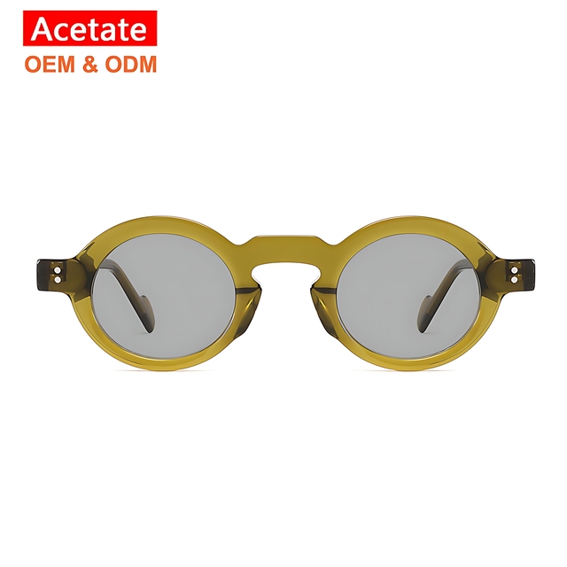 Wholesale Customized European Style Retro Thick Round Frame Women Sunglasses Polarized with Rich Colors Acetate Men Sun Glasses